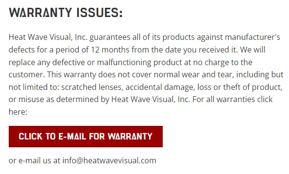 Garantía de gafas Heatwave